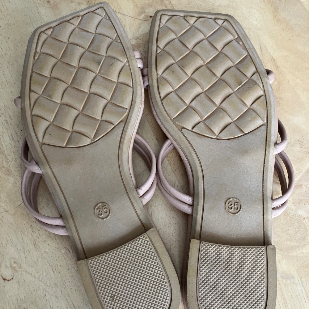 Light Pink W/ Gold & Clear Round Gem Accents Simple Elegant Slip On Dress Shoes - Picture 2 of 6